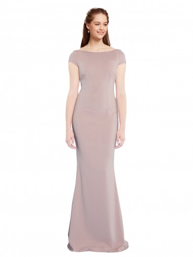 Affordable Mermaid Boat Neck Stretch Crepe Long Dusty Pink Formal Evening Dress Canada