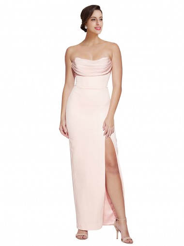 Affordable Mermaid Cowl Neck Stretch Satin Long Formal Evening Dress Canada