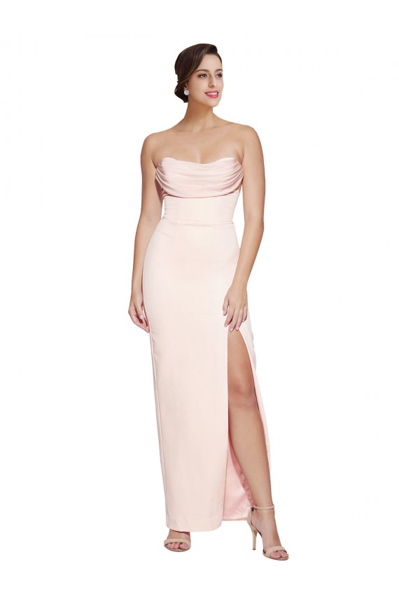 Affordable Mermaid Cowl Neck Stretch Satin Long Formal Evening Dress Canada