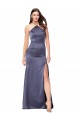 Affordable Mermaid Halter Neck Silky Satin Long Dusk Formal Evening Dress Canada