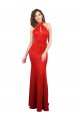 Affordable Mermaid Halter Neck Stretch Satin Long Red Formal Evening Dress Canada
