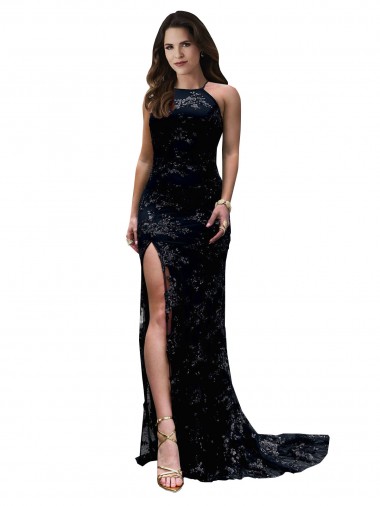 Affordable Mermaid High Neck Lace Long Black Black Tie Evening Dress Canada