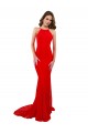 Affordable Mermaid High Neck Lace Long Red Formal Evening Dress Canada