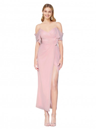 Affordable Mermaid High Neck Soft Chiffon Knee Length Primrose Formal Evening Dress Canada