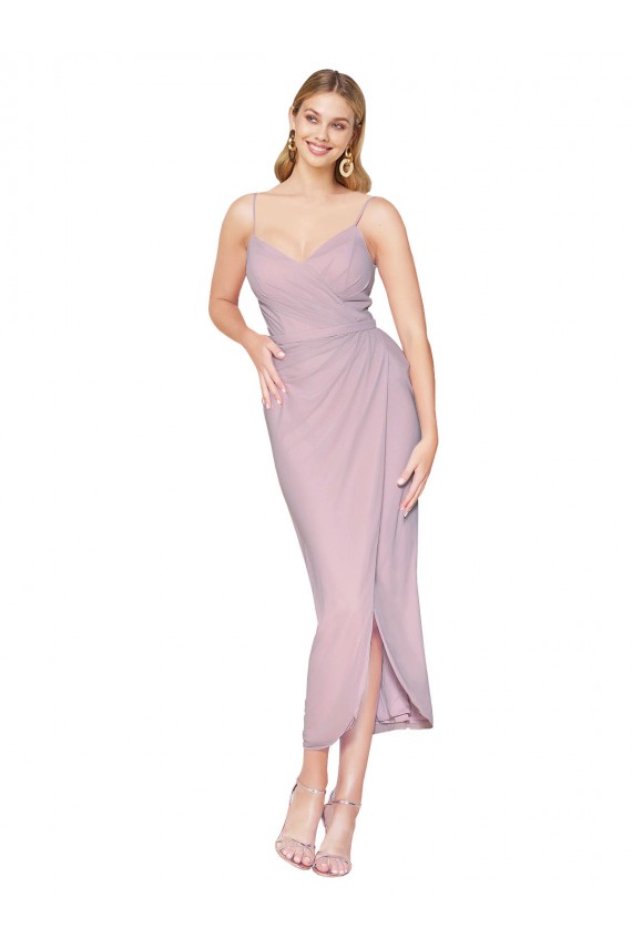 Affordable Mermaid High Neck Soft Chiffon Knee Length Primrose High Low Evening Dress Canada