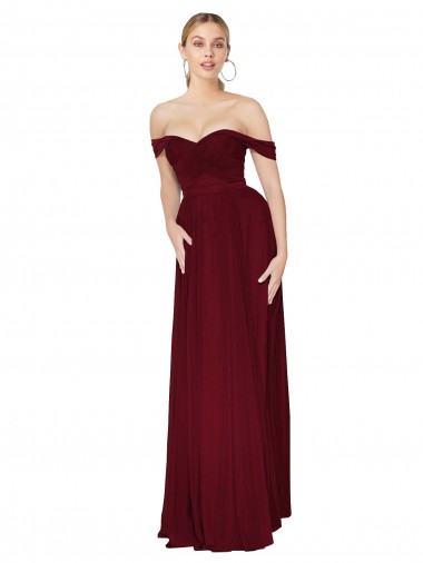 Affordable Mermaid High Neck Soft Chiffon Long Burgundy Formal Dress Canada