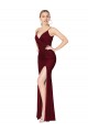 Affordable Mermaid High Neck Soft Chiffon Long Burgundy Formal Evening Dress Canada