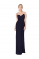 Affordable Mermaid High Neck Soft Chiffon Long Dark Navy Evening Dress Canada