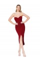 Affordable Mermaid High Neck Stretch Crepe Knee Length Burgundy High Low Evening Dress Canada