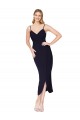 Affordable Mermaid High Neck Stretch Crepe Knee Length Dark Navy Formal Dress Canada