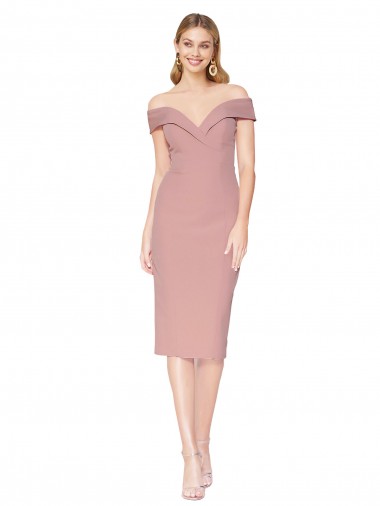 Affordable Mermaid High Neck Stretch Crepe Knee Length Dusty Pink Black Tie Evening Dress Canada