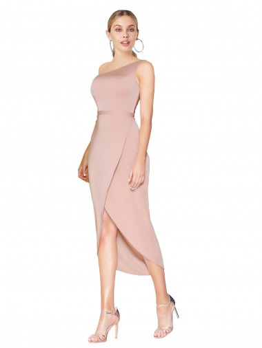 Affordable Mermaid High Neck Stretch Crepe Knee Length Mauve Formal Dress Canada