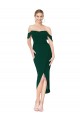 Affordable Mermaid High Neck Stretch Crepe Knee Length Midnight Green High Low Evening Dress Canada