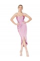 Affordable Mermaid High Neck Stretch Crepe Knee Length Orchid High Low Evening Dress Canada