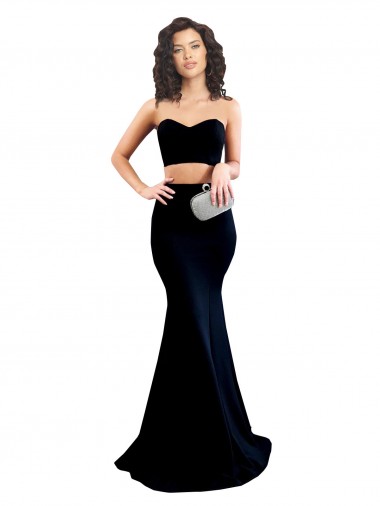 Affordable Mermaid High Neck Stretch Crepe Long Black Formal Evening Dress Canada
