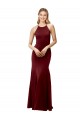 Affordable Mermaid High Neck Stretch Crepe Long Burgundy Gold Formal Evening Dress Canada