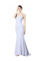 Affordable Mermaid High Neck Stretch Crepe Long Light Sky Blue Evening Dress Canada