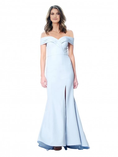 Affordable Mermaid High Neck Stretch Crepe Long Light Sky Blue Evening Gown Canada