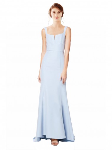 Affordable Mermaid High Neck Stretch Crepe Long Light Sky Blue Formal Dress Canada