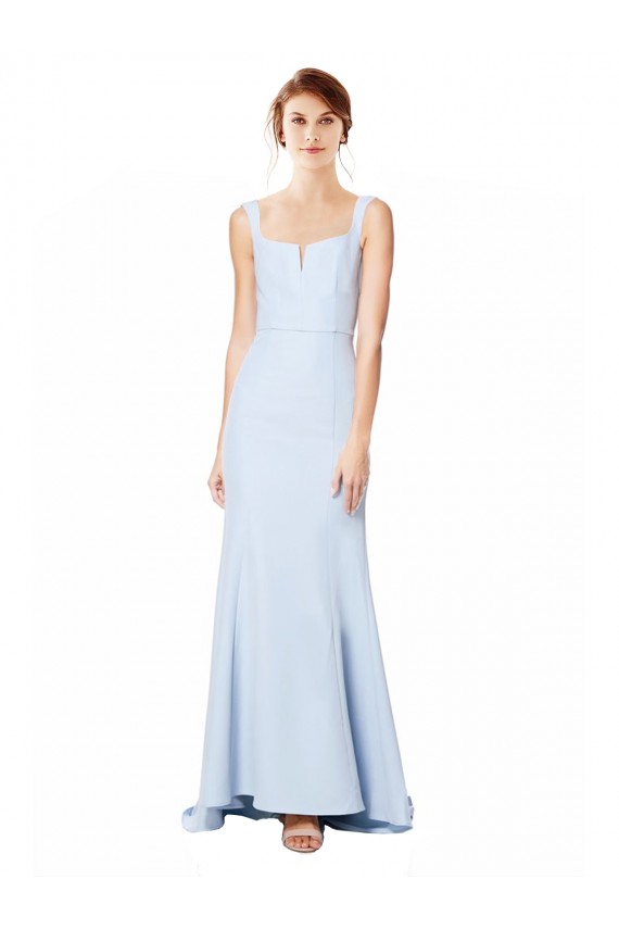 Affordable Mermaid High Neck Stretch Crepe Long Light Sky Blue Formal Dress Canada