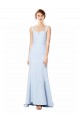 Affordable Mermaid High Neck Stretch Crepe Long Light Sky Blue Formal Dress Canada