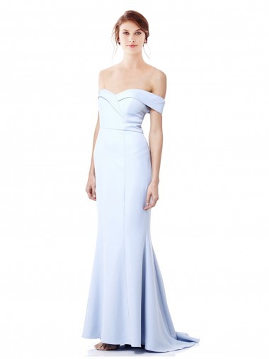 Affordable Mermaid High Neck Stretch Crepe Long Light Sky Blue Formal Evening Dress Canada