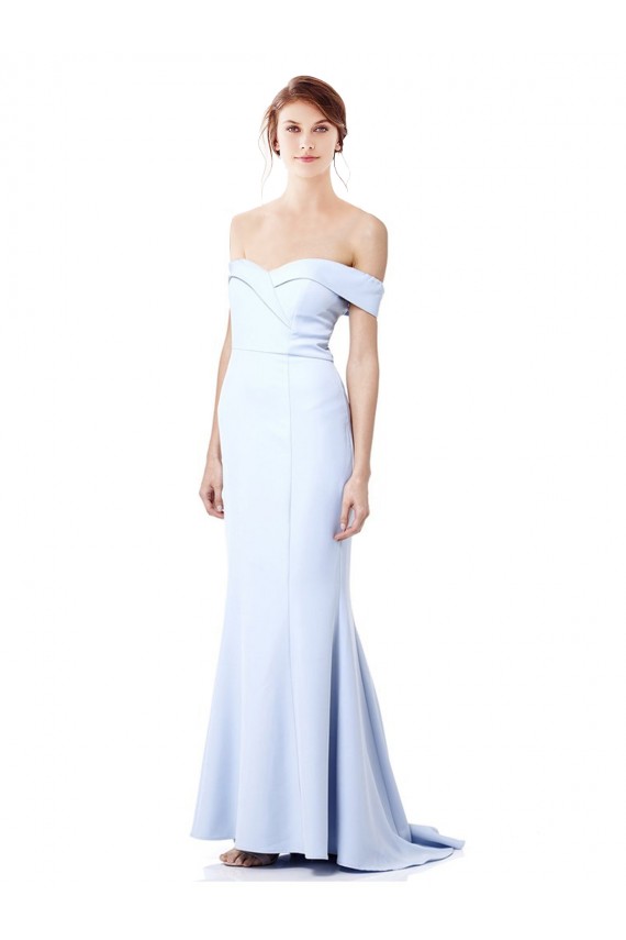 Affordable Mermaid High Neck Stretch Crepe Long Light Sky Blue Formal Evening Dress Canada