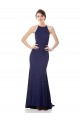 Affordable Mermaid High Neck Stretch Crepe Long Navy Blue Evening Dress Canada