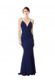 Affordable Mermaid High Neck Stretch Crepe Long Navy Blue Formal Dress Canada