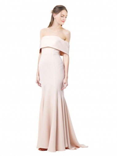 Affordable Mermaid High Neck Stretch Crepe Long Nude Formal Evening Dress Canada