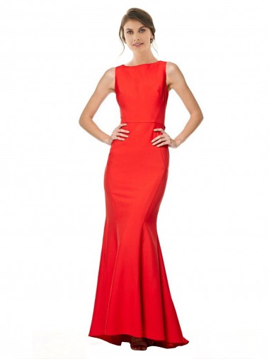 Affordable Mermaid High Neck Stretch Crepe Long Red Evening Dress Canada