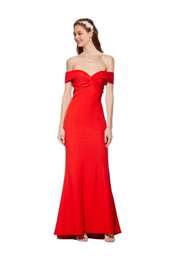 Affordable Mermaid High Neck Stretch Crepe Long Red Evening Gown Canada