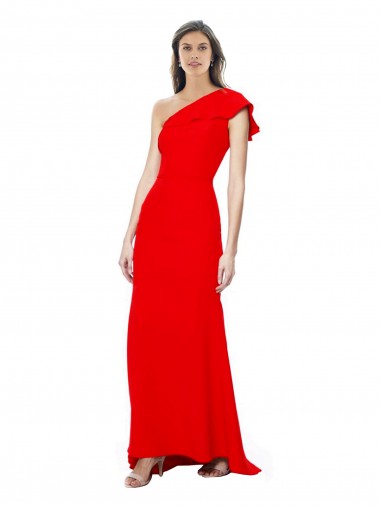 Affordable Mermaid High Neck Stretch Crepe Long Red Formal Dress Canada