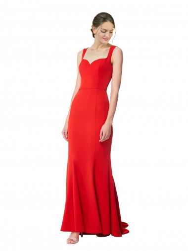 Affordable Mermaid High Neck Stretch Crepe Long Red Formal Evening Dress Canada