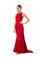 Affordable Mermaid High Neck Stretch Crepe Long Red Formal Evening Gowns Canada