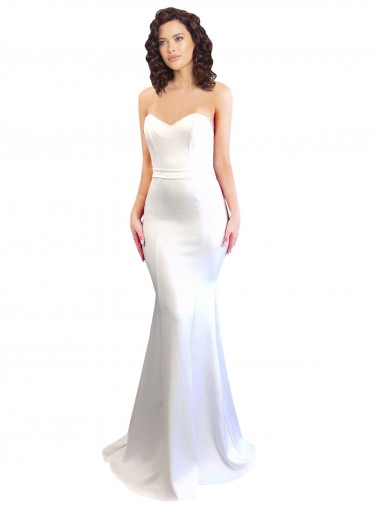 Affordable Mermaid High Neck Stretch Crepe Long White Formal Evening Dress Canada