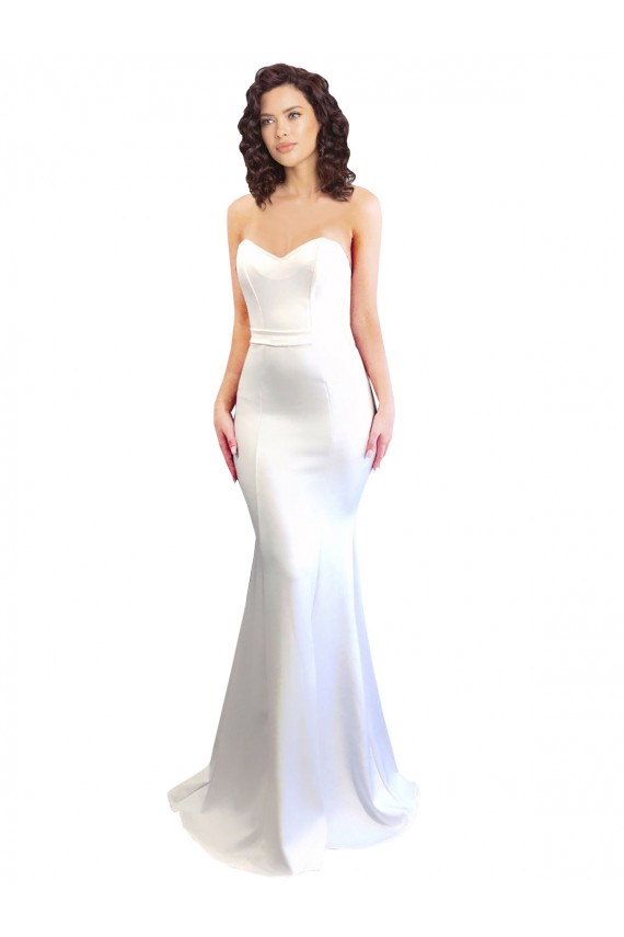 Affordable Mermaid High Neck Stretch Crepe Long White Formal Evening Dress Canada