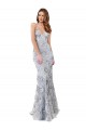 Affordable Mermaid High Neck Stretch Crepe & Sequin Tulle Long Silver Formal Evening Dress Canada