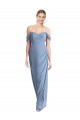 Affordable Mermaid Off the Shoulder Soft Chiffon Long Dusty Blue Semi Formal Evening Dress Canada