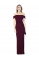 Affordable Mermaid Off the Shoulder Stretch Crepe Long Burgundy Gold Formal Evening Dress Canada