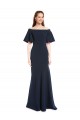 Affordable Mermaid Off the Shoulder Stretch Crepe Long Dark Navy Evening Dress Canada