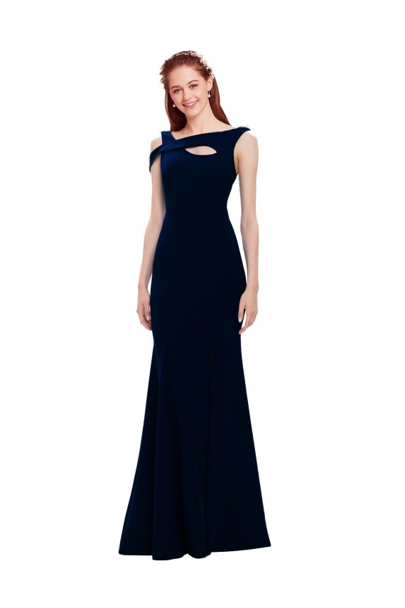 Affordable Mermaid Off the Shoulder Stretch Crepe Long Dark Navy Formal Evening Dress Canada