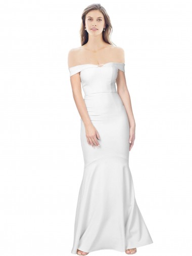 Affordable Mermaid Off the Shoulder Stretch Crepe Long Ivory Formal Evening Dress Canada