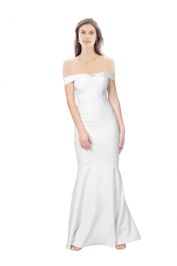 Affordable Mermaid Off the Shoulder Stretch Crepe Long Ivory Formal Evening Dress Canada