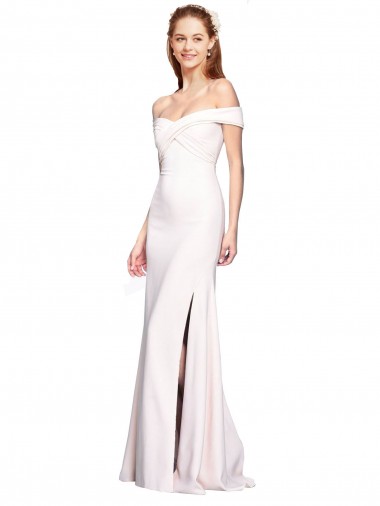 Affordable Mermaid Off the Shoulder Stretch Crepe Long White Formal Evening Dress Canada