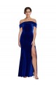 Affordable Mermaid Off the Shoulder Stretch Velvet Long Royal Blue Formal Evening Dress Canada