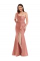 Affordable Mermaid One Shoulder Silky Satin Long Georgia Peach Black Tie Plus Size Evening Dress Canada