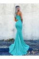 Affordable Mermaid One Shoulder Velvet Sequins Sweep Train Velvet Sequin Evening Dress Canada