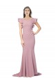 Affordable Mermaid Round Neck Stretch Crepe Sweep Train Dusty Pink Formal Evening Dress Canada