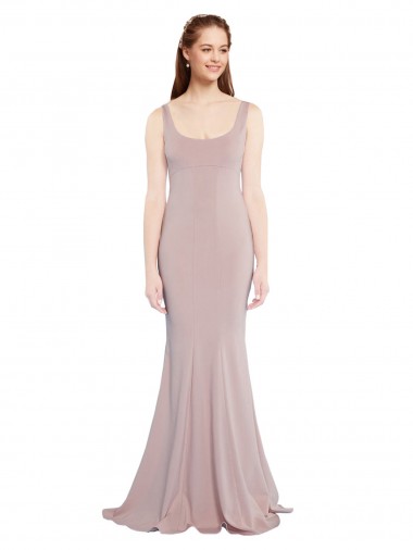 Affordable Mermaid Scoop Neck Stretch Crepe Long Dusty Pink Formal Evening Dress Canada